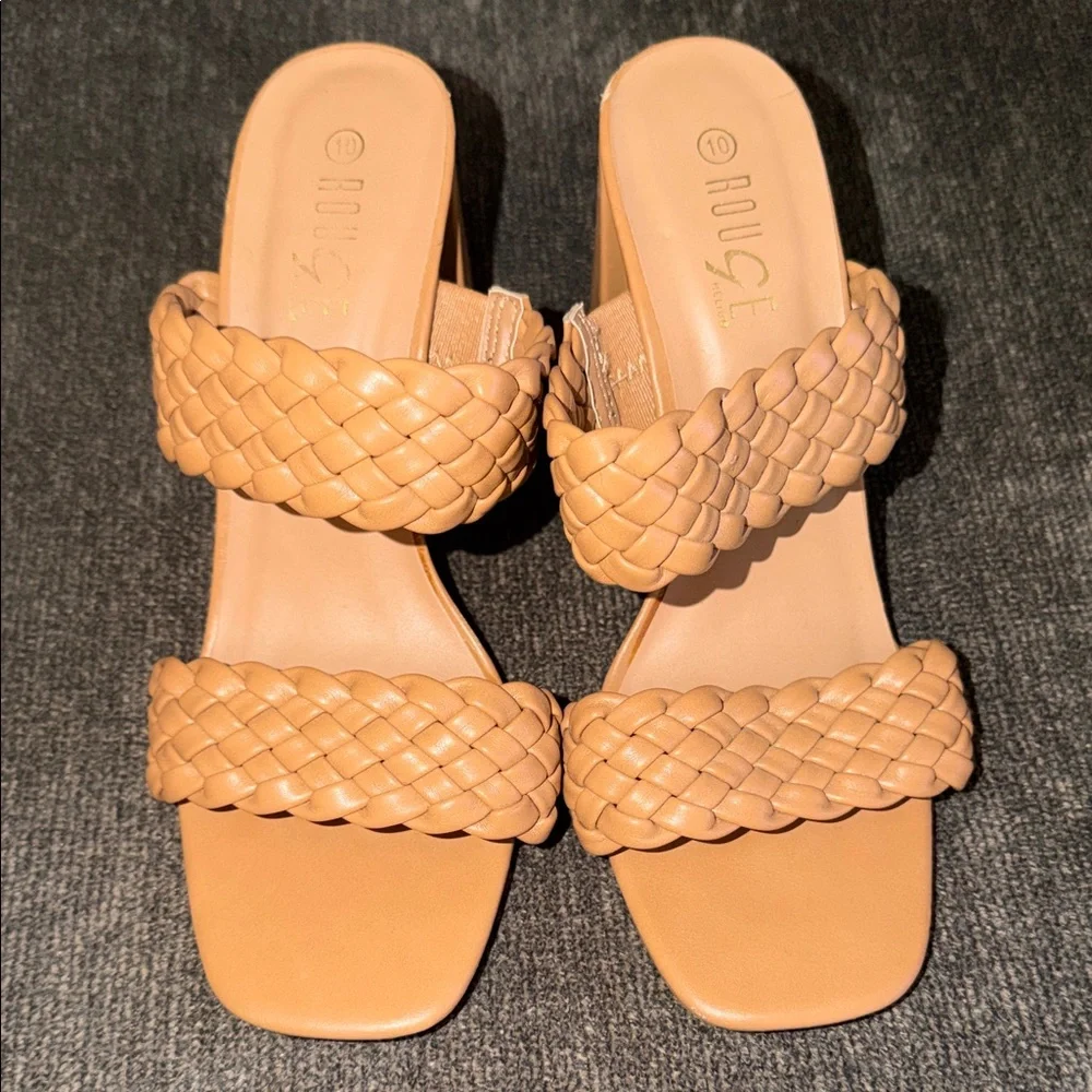 Rouge Helium Women's Braided Tan Heels - Picture 2 of 6